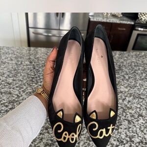 Kate Spade Black Flats with Gold Accents